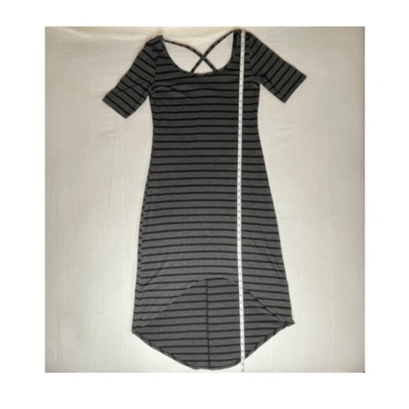 Candy Couture Gray and Black Striped High-Low Maxi Dress – Size Medium - Picture 5 of 6